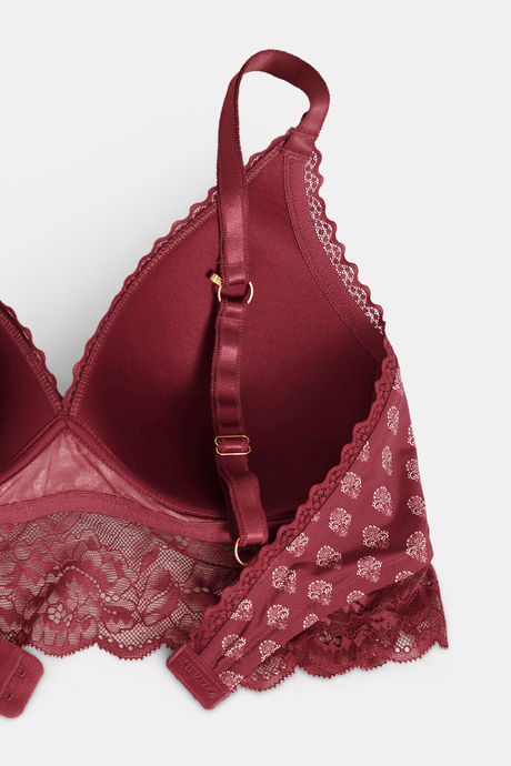 Zivame X Monisha Jaising Padded Non Wired Medium Coverage Lace Bra - Maroon Print — image 6